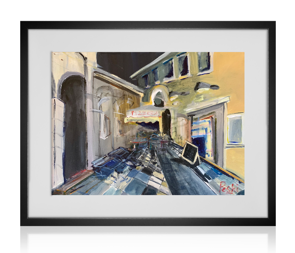 Rome, Pizzeria at Midnight | Acrylic Painting