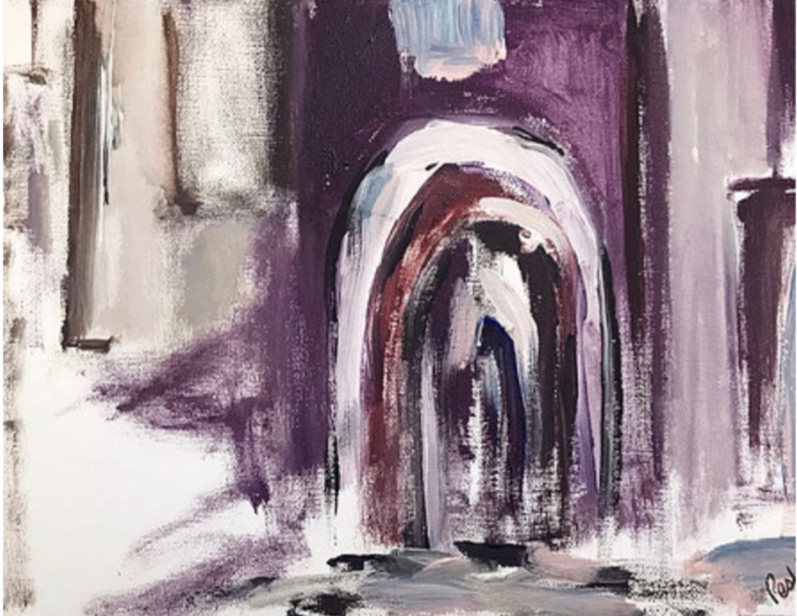 Arches of Old in Pink  |  Acrylic Painting