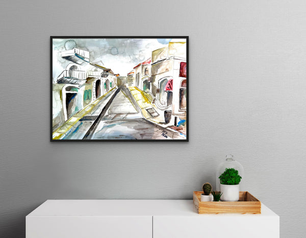 Rainy Day Near Music Square | Watercolor