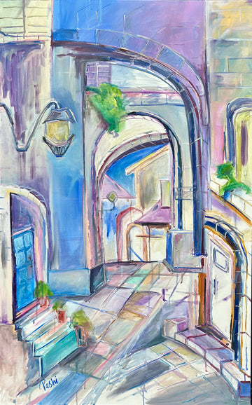 Echoes of the Archway. 30x48. acrylic and ink on canvas.