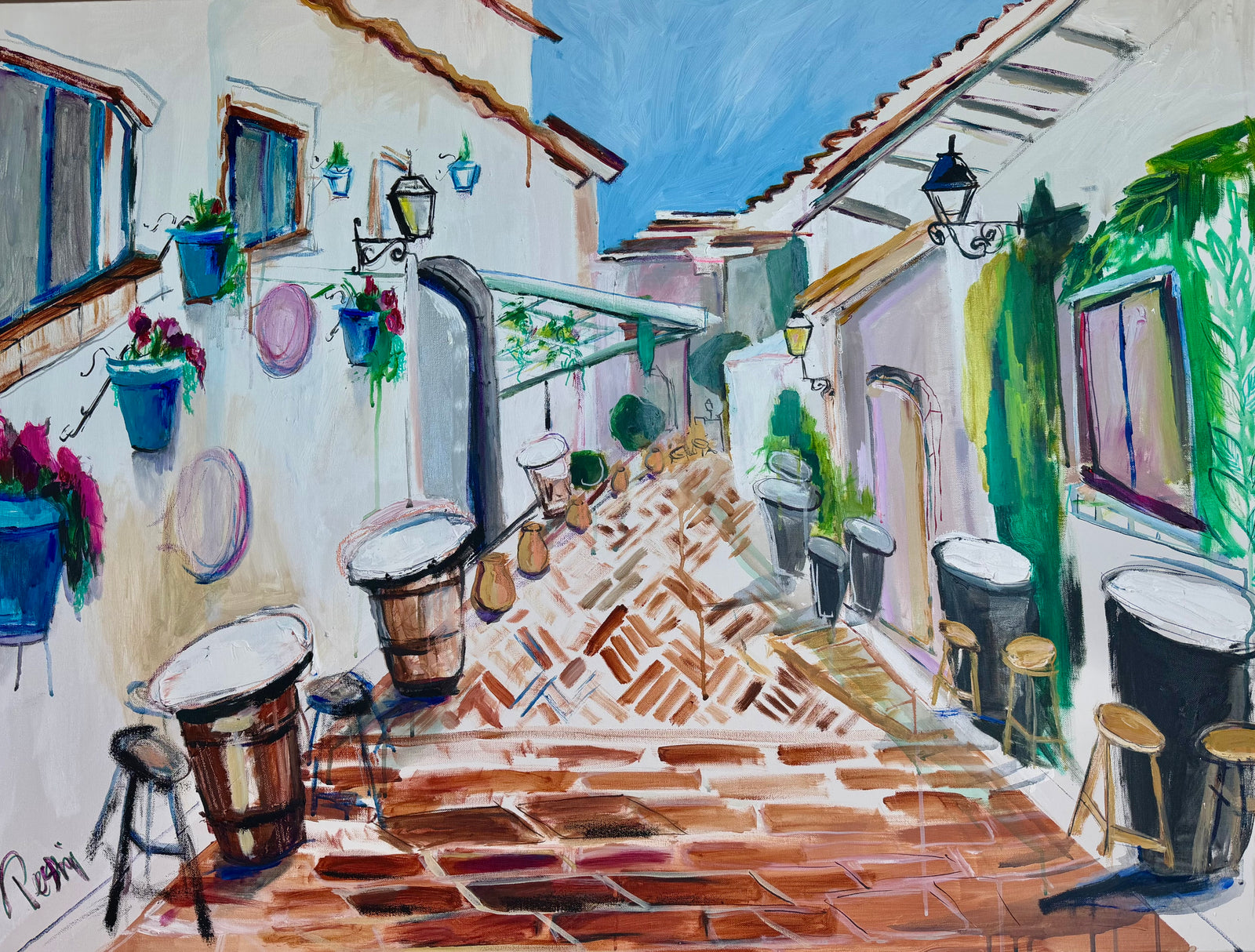 Memories of Marbella | Acrylic and oil stick on canvas | 36x48