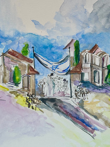 The Chuppah| watercolor painting| 11x14 | Framed