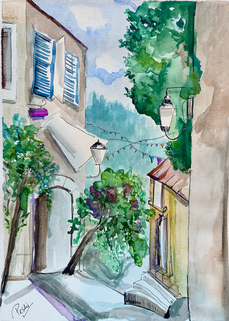 Provence | watercolor painting 11x14 | work on paper | FRAMED