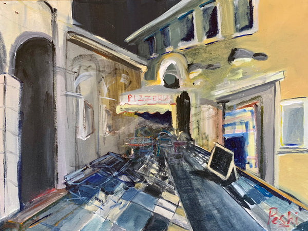 Rome, Pizzeria at Midnight | Acrylic Painting