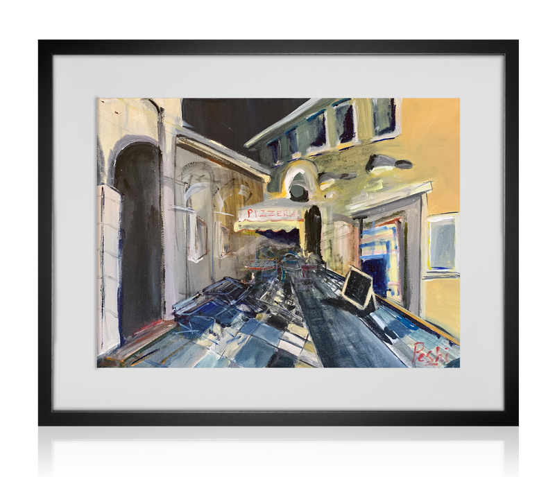 Rome, Pizzeria at Midnight | Acrylic Painting