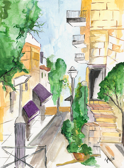 Ben Yehuda Street, Jerusalem | Watercolor & Prints