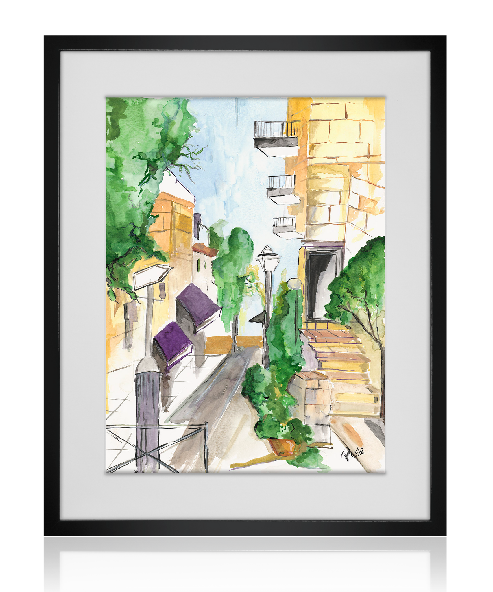 Ben Yehuda Street, Jerusalem | Watercolor & Prints