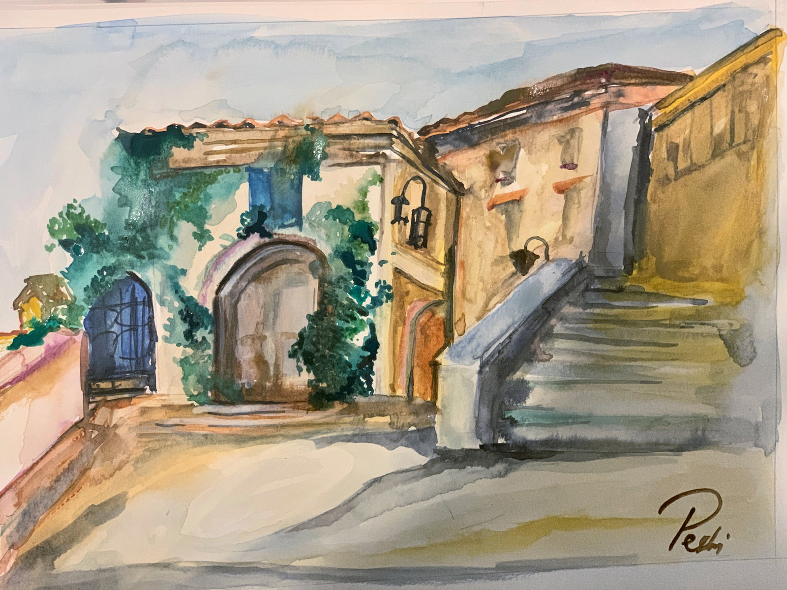 Eze Village, Southern France | Watercolor